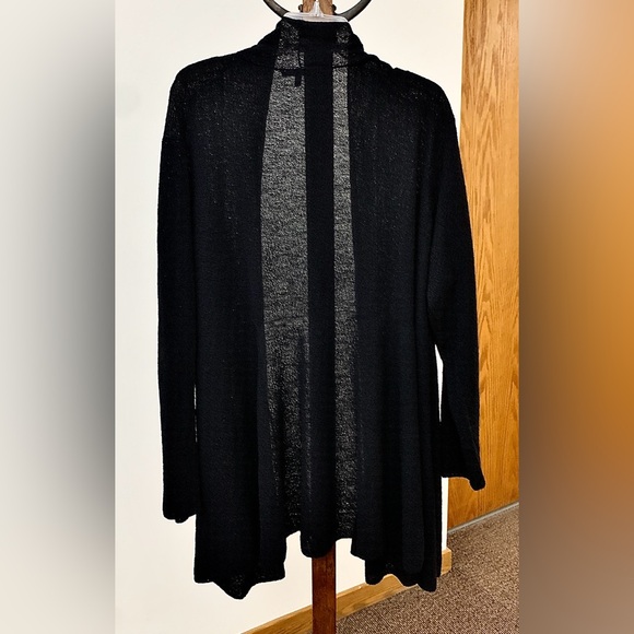 Women's XL Black Wool Crepe Eileen Fisher Open Front Cardigan - Picture 10 of 11